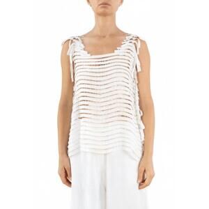 NEW AVIU women's cube eyelet tank blouse in white